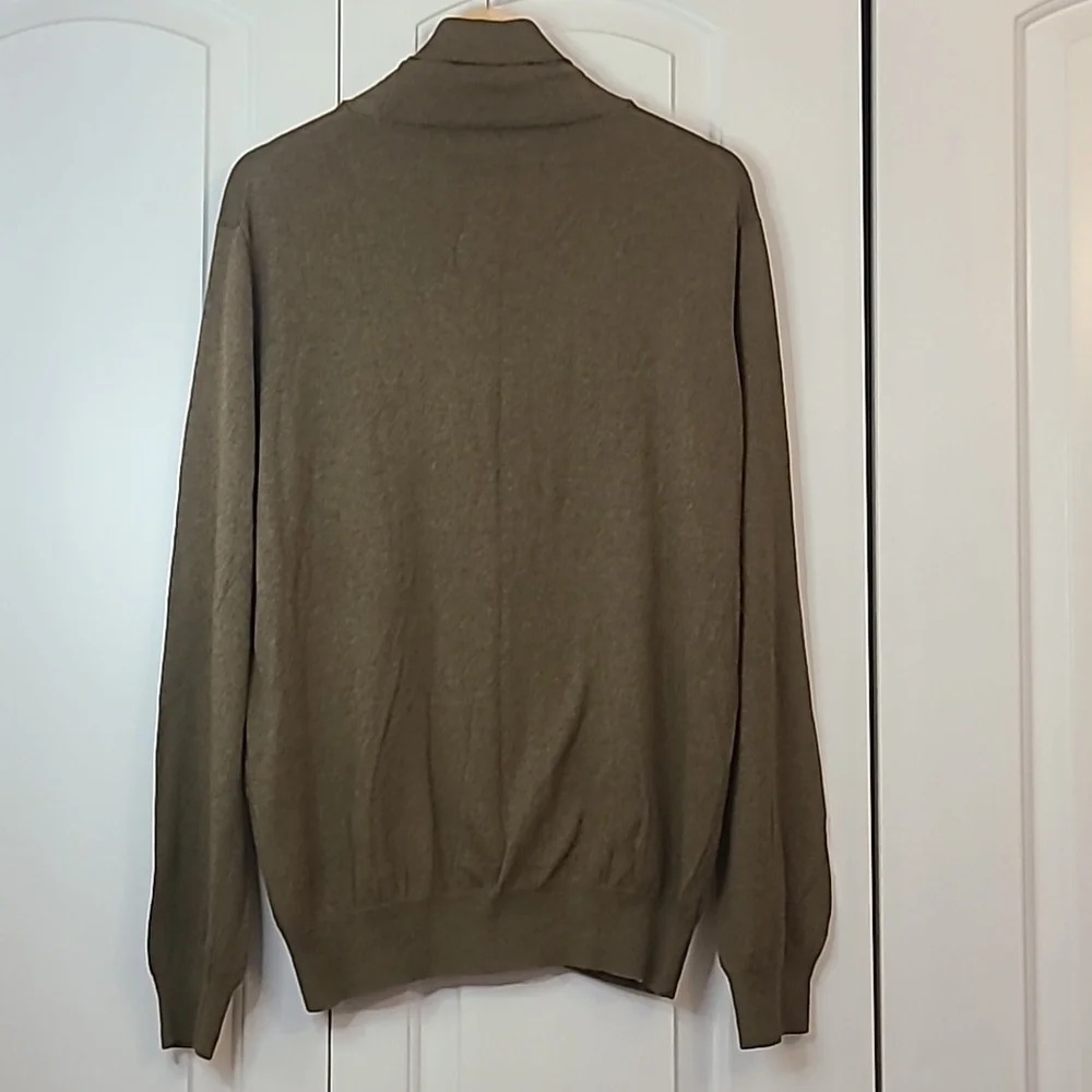 J.Crew Cotton Cashmere Shawl Collar Pullover Sweater Olive Brown Size L